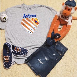 Houston Astros Baseball Love Bat Tshirt Stripe